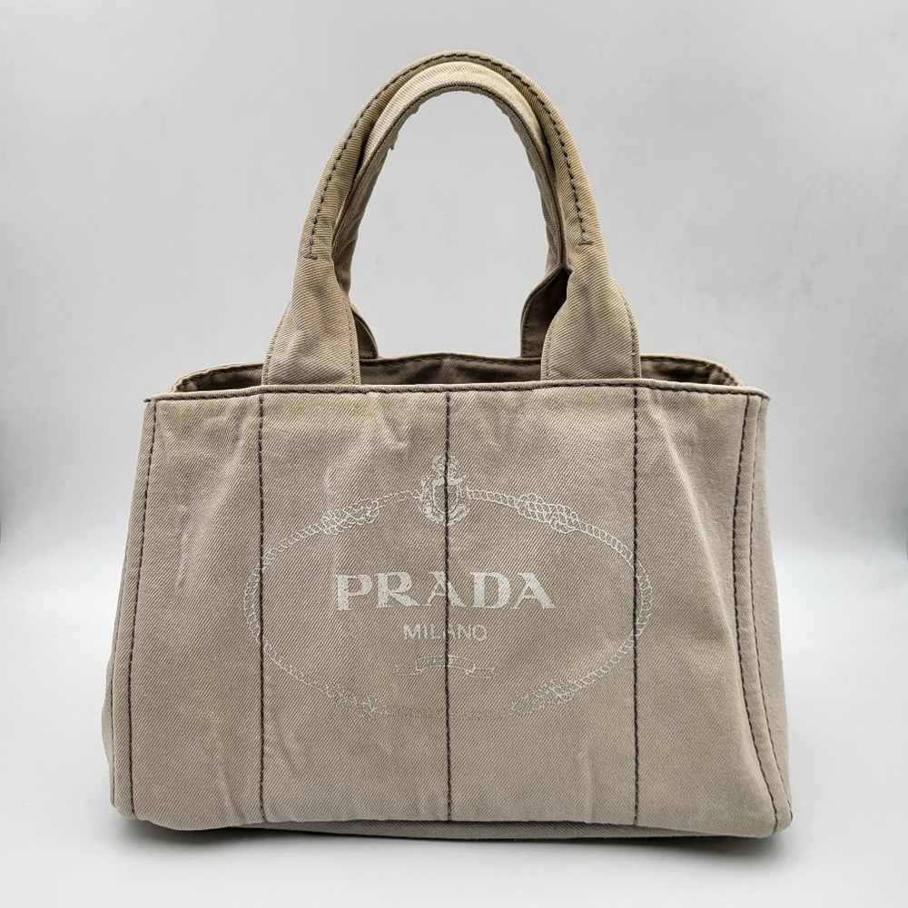 Prada Tote Bag in Cloud Grey Canapa Denim..Authentic..
